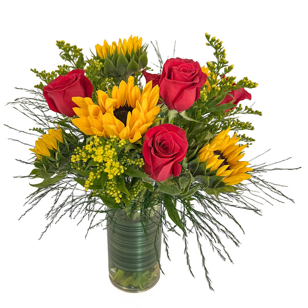 Sunflower and Rose Arrangement