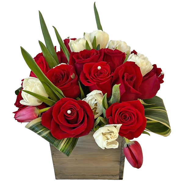 Red Heart Flower Arrangement