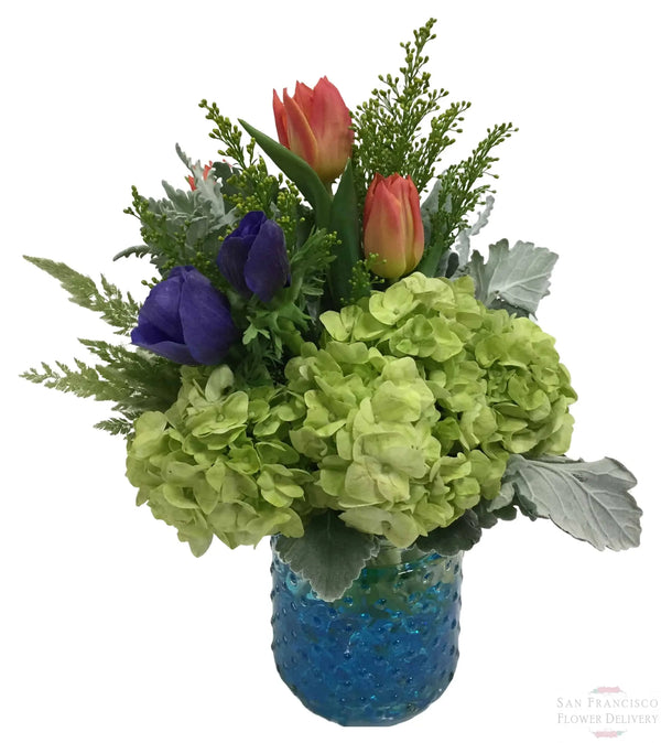 Bits of Blue Flower Arrangement