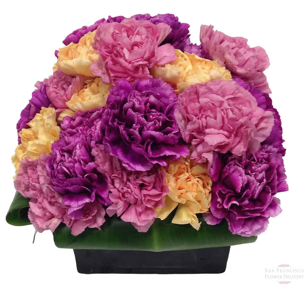 Contemporary Carnation Box Flower Arrangement