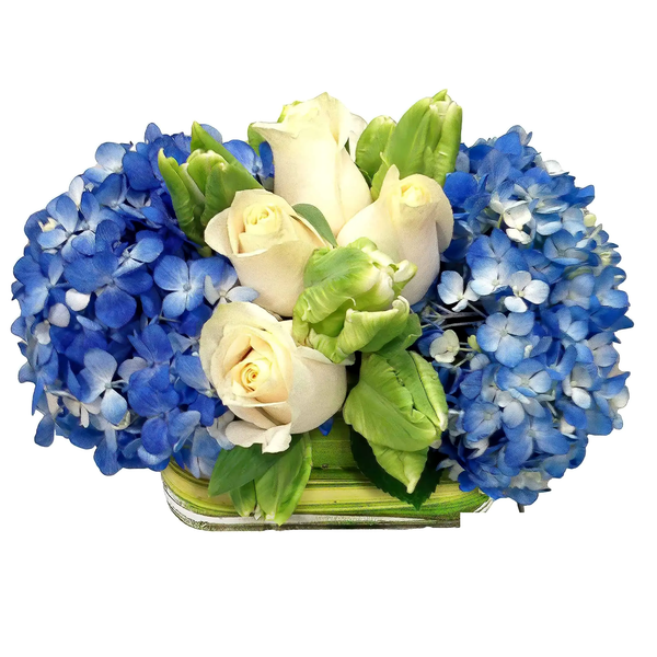 Blue Stripes Flower Arrangement