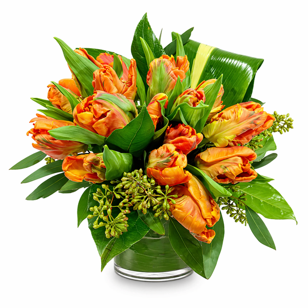 Orange Parrot Tulips Flower Arrangement