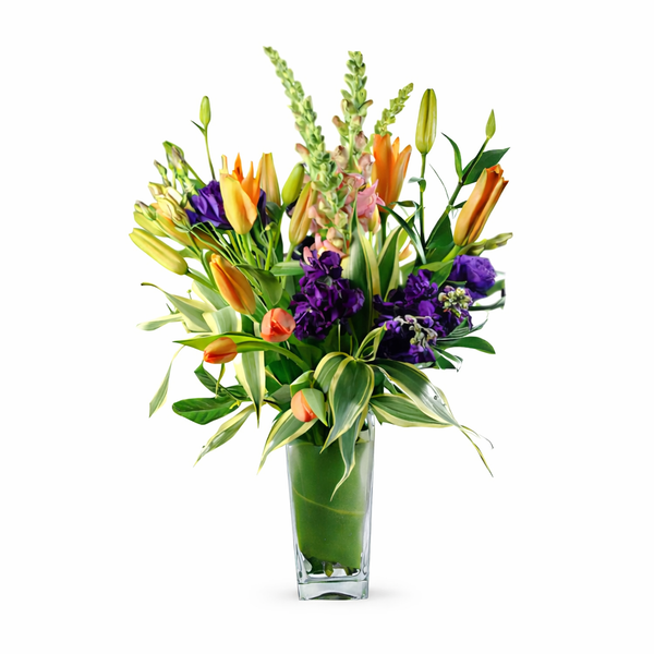 Topaz and Plum Flower Arrangement