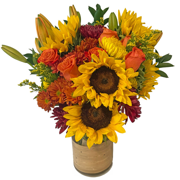 Bottled Sunflower Arrangement